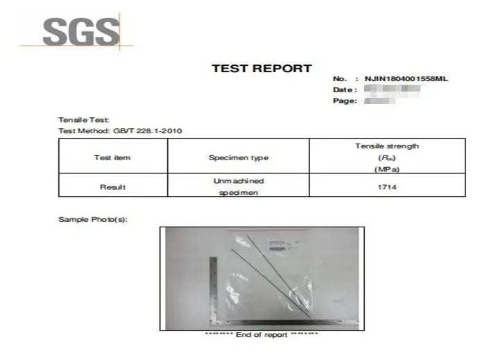 Tensile Testing Certificate Tensile Testing Certificate